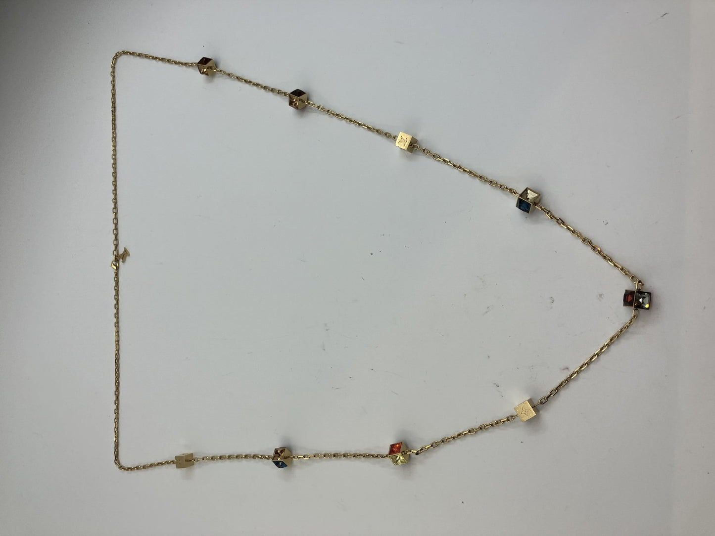 LOUIS VUITTON Collier Gamble GL0172 necklace, rhinestones, neck circumference about 124 cm