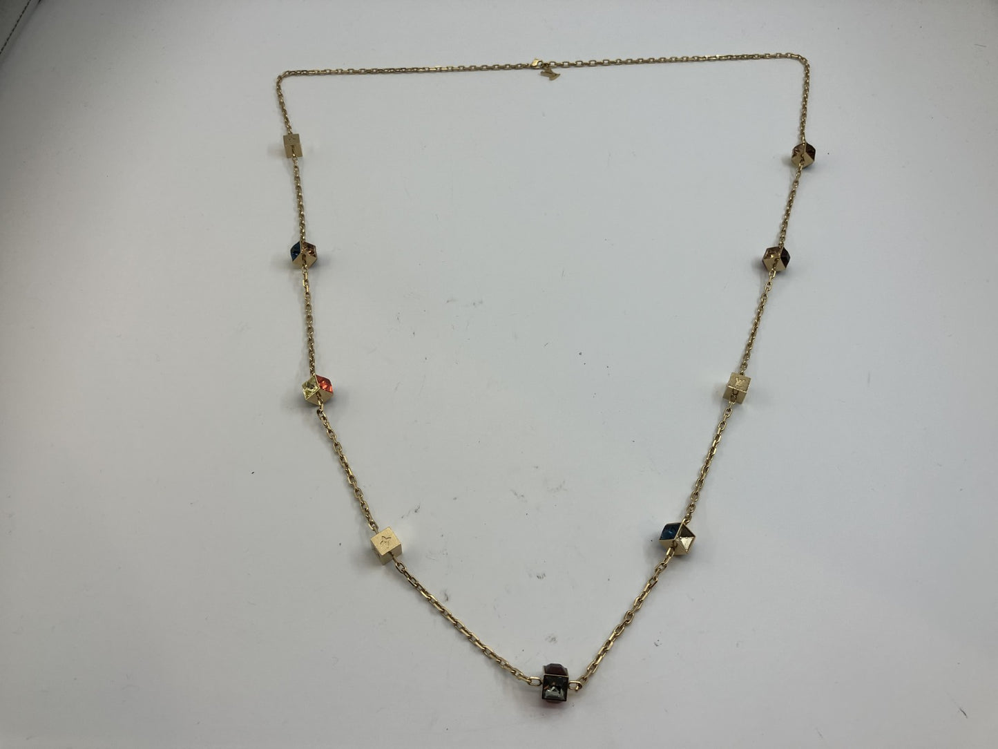 LOUIS VUITTON Collier Gamble GL0172 necklace, rhinestones, neck circumference about 124 cm