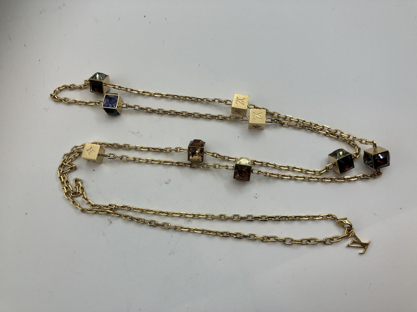 LOUIS VUITTON Collier Gamble GL0172 necklace, rhinestones, neck circumference about 124 cm