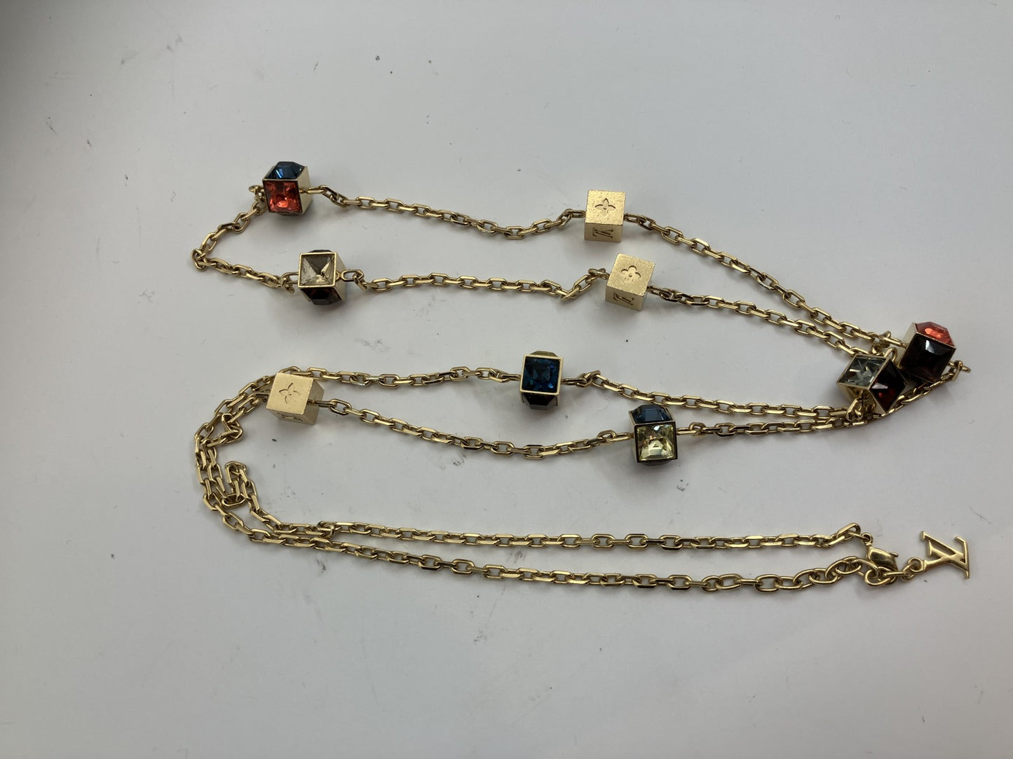 LOUIS VUITTON Collier Gamble GL0172 necklace, rhinestones, neck circumference about 124 cm