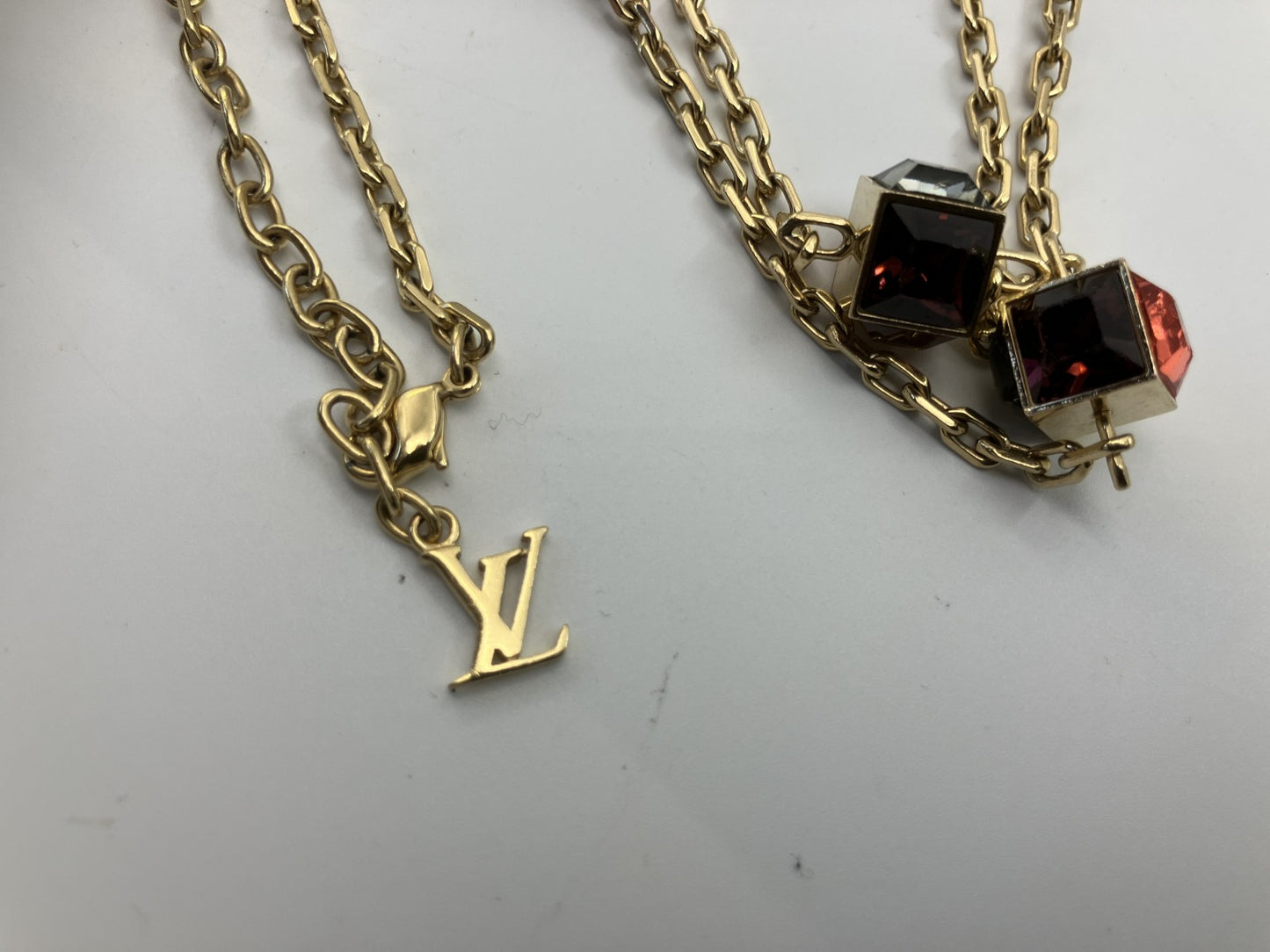 LOUIS VUITTON Collier Gamble GL0172 necklace, rhinestones, neck circumference about 124 cm