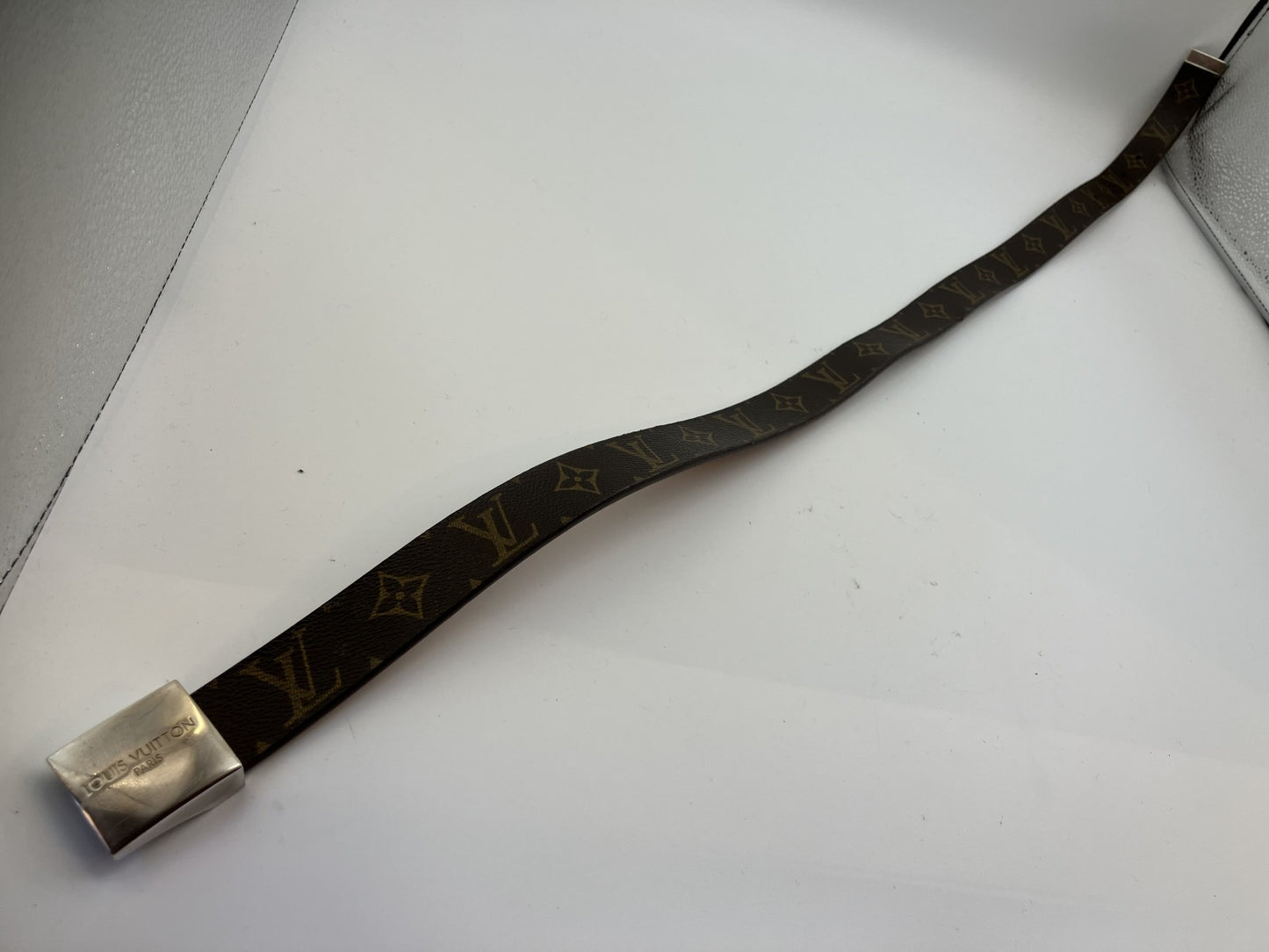 LOUIS VUITTON Monogram Belt Length 100cm(39.37 inch) Width 3cm(1.18 inch)