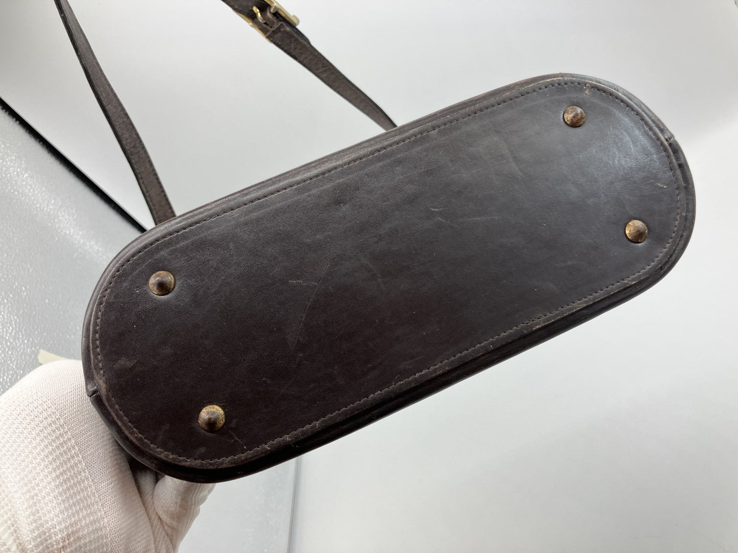 FENDI Zucca Shoulder Bag FF Logo Brown Canvas Leather Vintage Italy