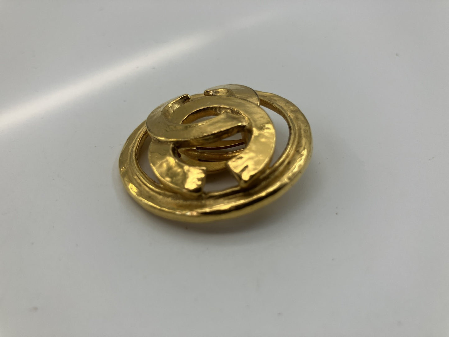 CHANEL Coco Mark Clip-On Earring 94P Vintage Gold Tone Single Piece 3.5cm Authentic