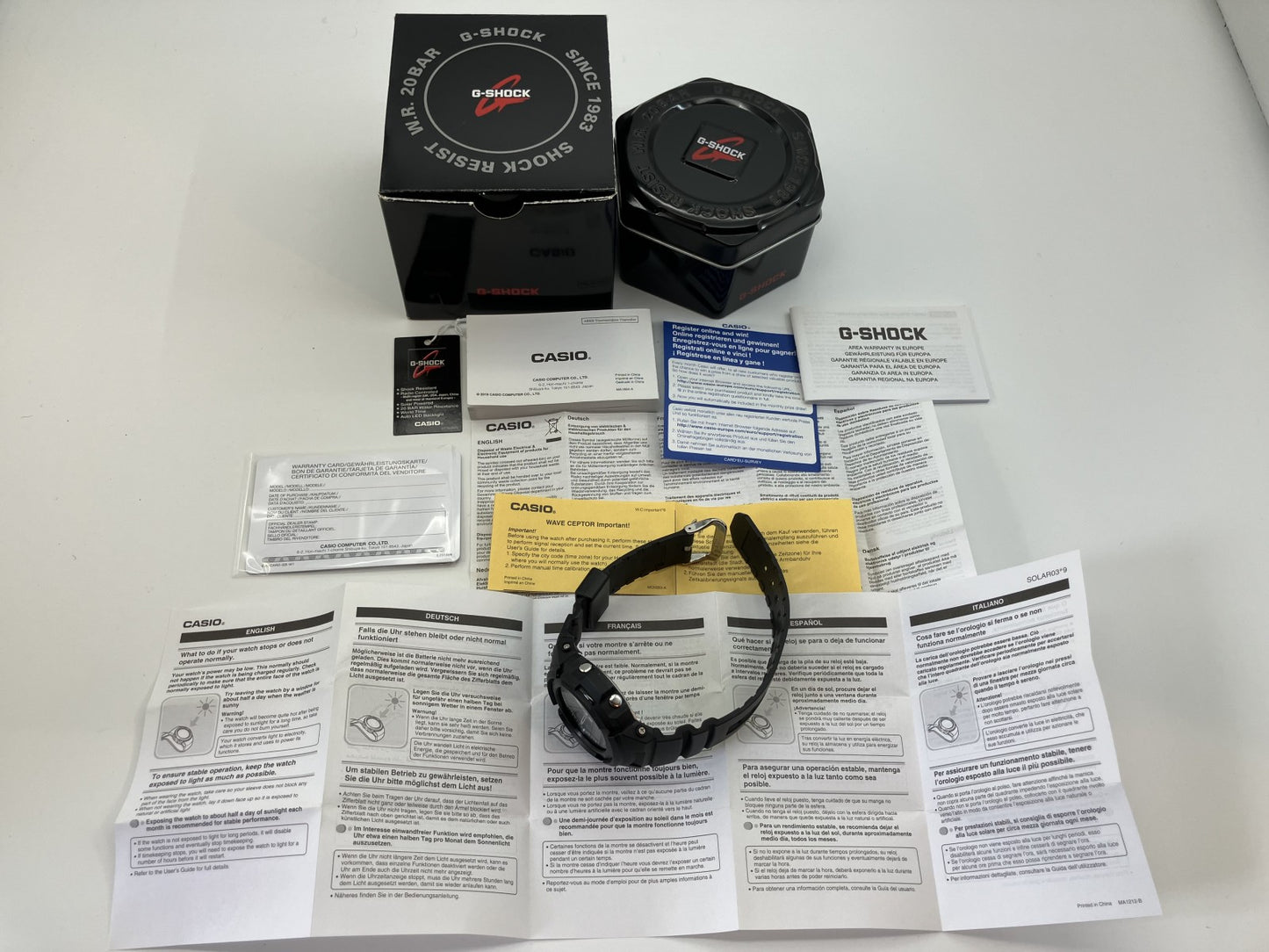 CASIO G-SHOCK AWG-M100B Multiband 6 Tough Solar Powered Radio Solar Powered Watch Black Box, manual, and unsigned guarantee included