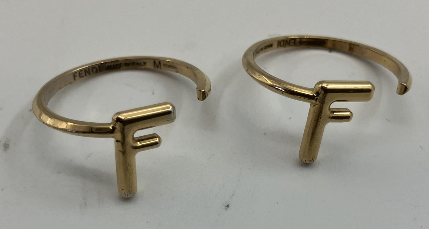 FENDI F logo rings, set of 2, same size (JP 13) (EU 53) (US 7), gold, free shipping 