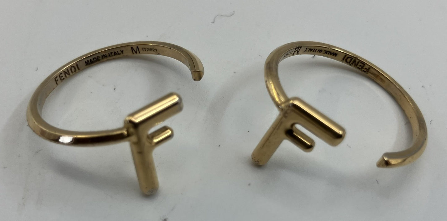 FENDI F logo rings, set of 2, same size (JP 13) (EU 53) (US 7), gold, free shipping 