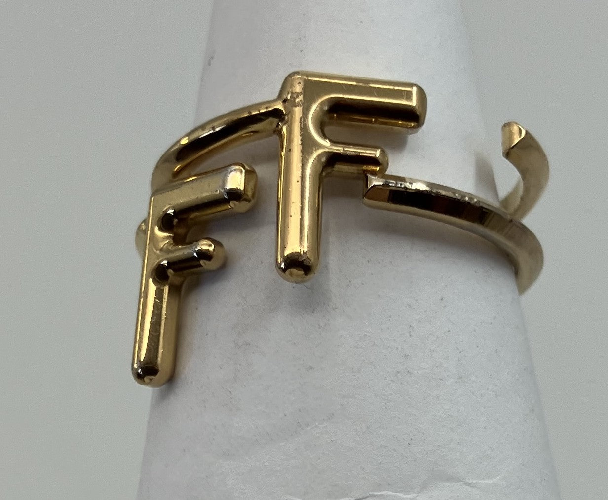 FENDI F logo ring, set of 2, same size (JP 13)(EU 53)(US 7) gold,