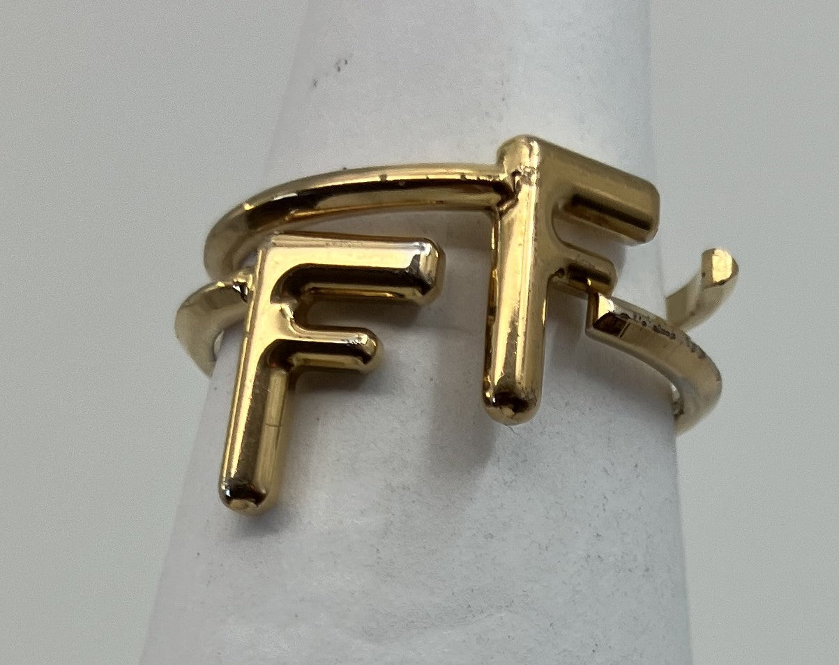 FENDI F logo ring, set of 2, same size (JP 13)(EU 53)(US 7) gold,