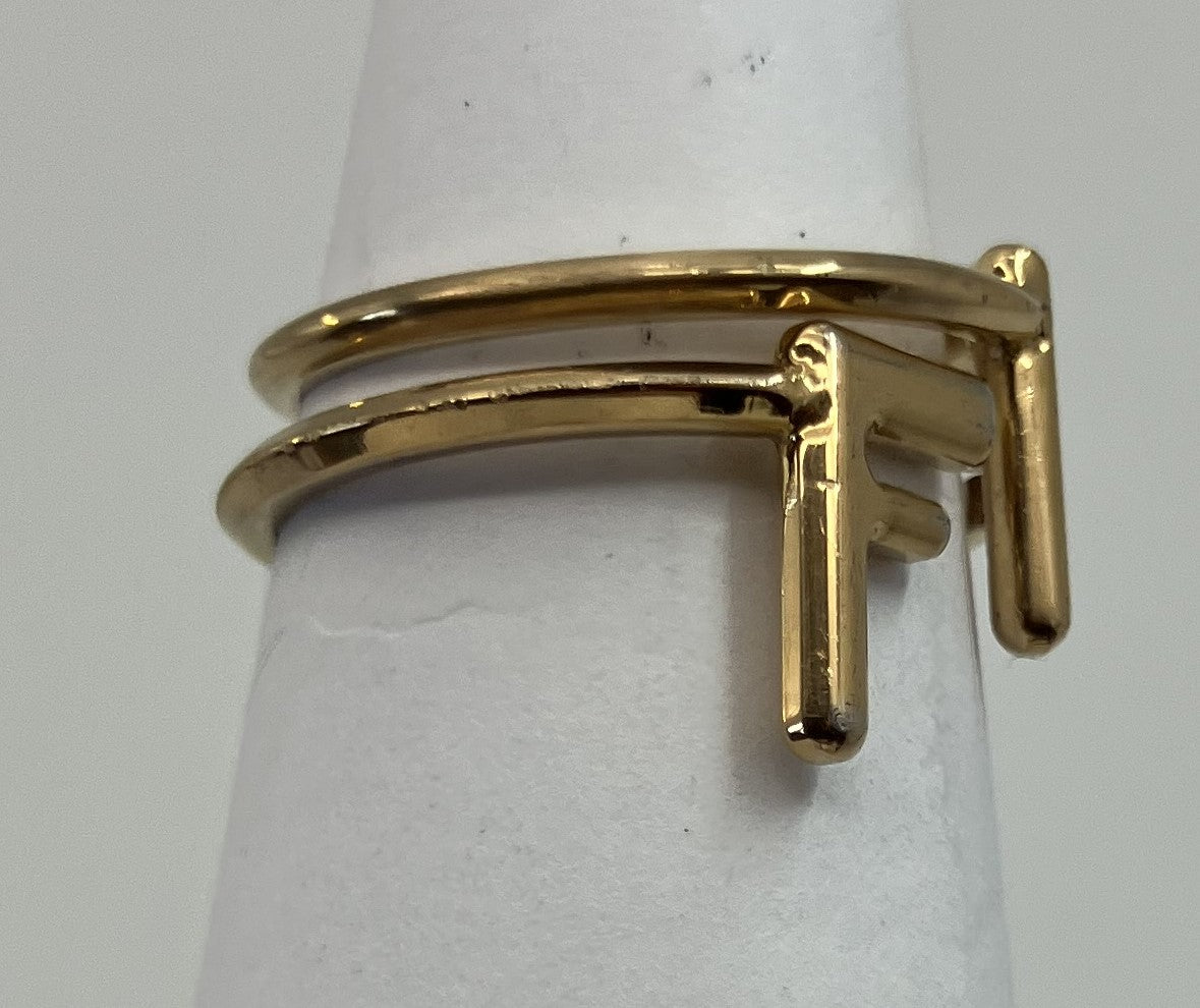 FENDI F logo ring, set of 2, same size (JP 13)(EU 53)(US 7) gold,