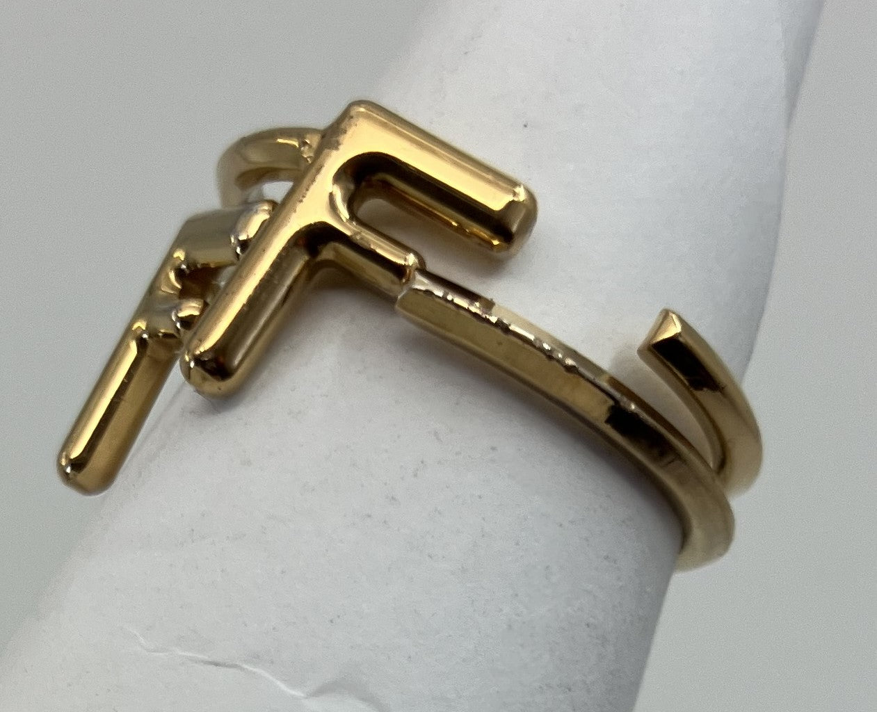 FENDI F logo ring, set of 2, same size (JP 13)(EU 53)(US 7) gold,