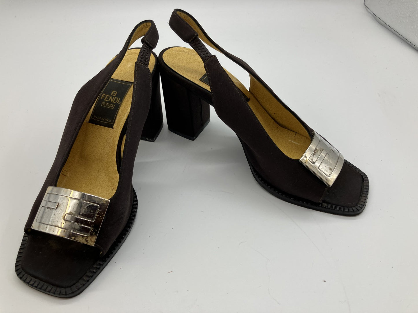FENDI Shoes Set Zucca Pumps EU34.5 & Slingback Heels EU35.5 Italy