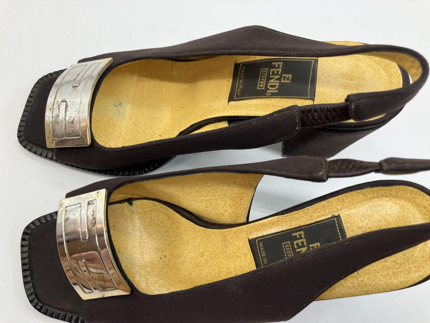 FENDI Shoes Set Zucca Pumps EU34.5 & Slingback Heels EU35.5 Italy