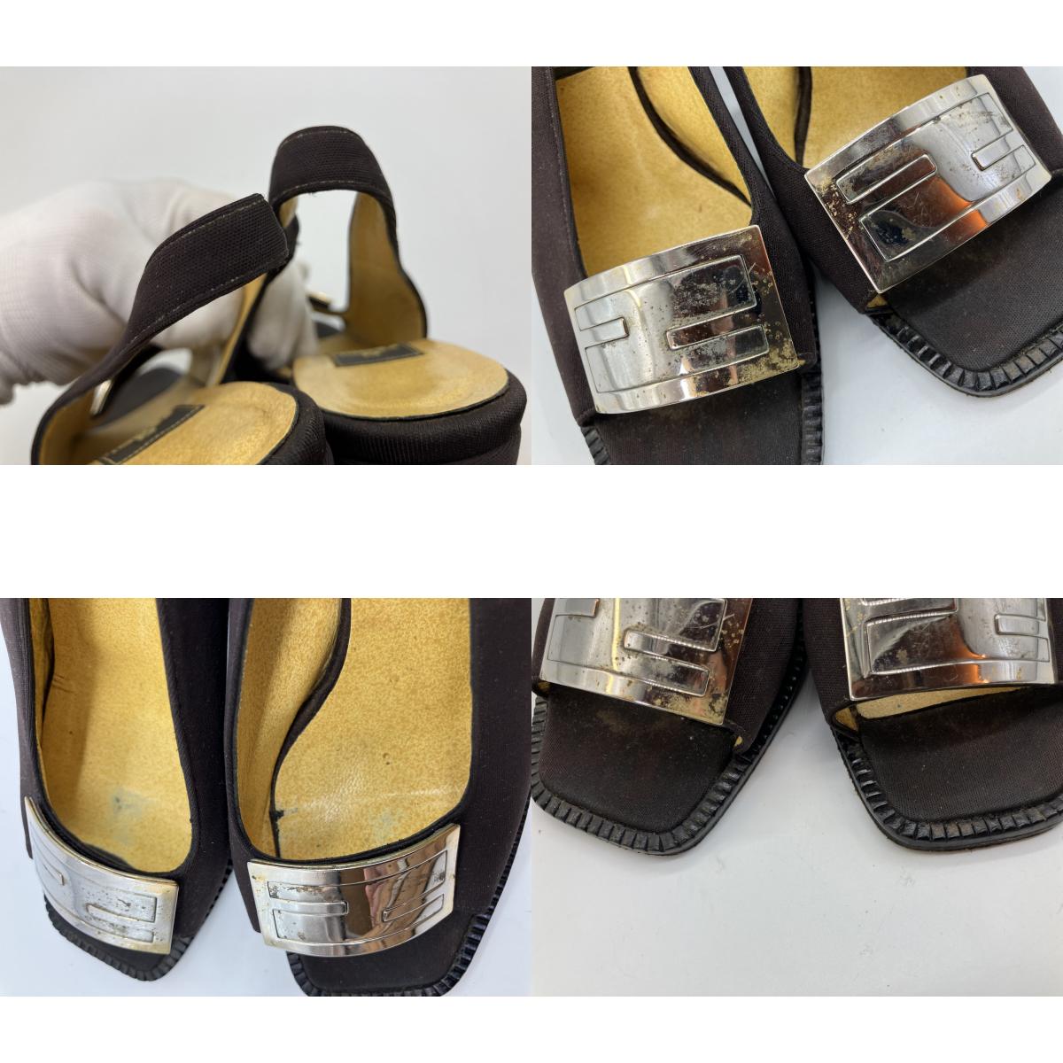 FENDI Shoes Set Zucca Pumps EU34.5 & Slingback Heels EU35.5 Italy