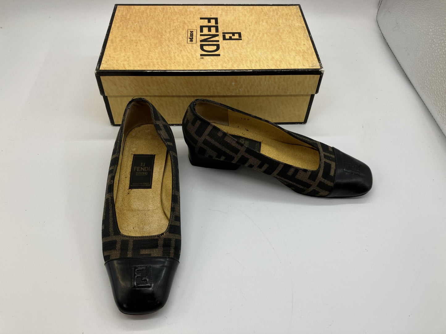 FENDI Shoes Set Zucca Pumps EU34.5 & Slingback Heels EU35.5 Italy