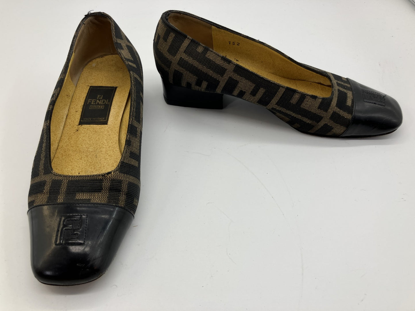 FENDI Shoes Set Zucca Pumps EU34.5 & Slingback Heels EU35.5 Italy