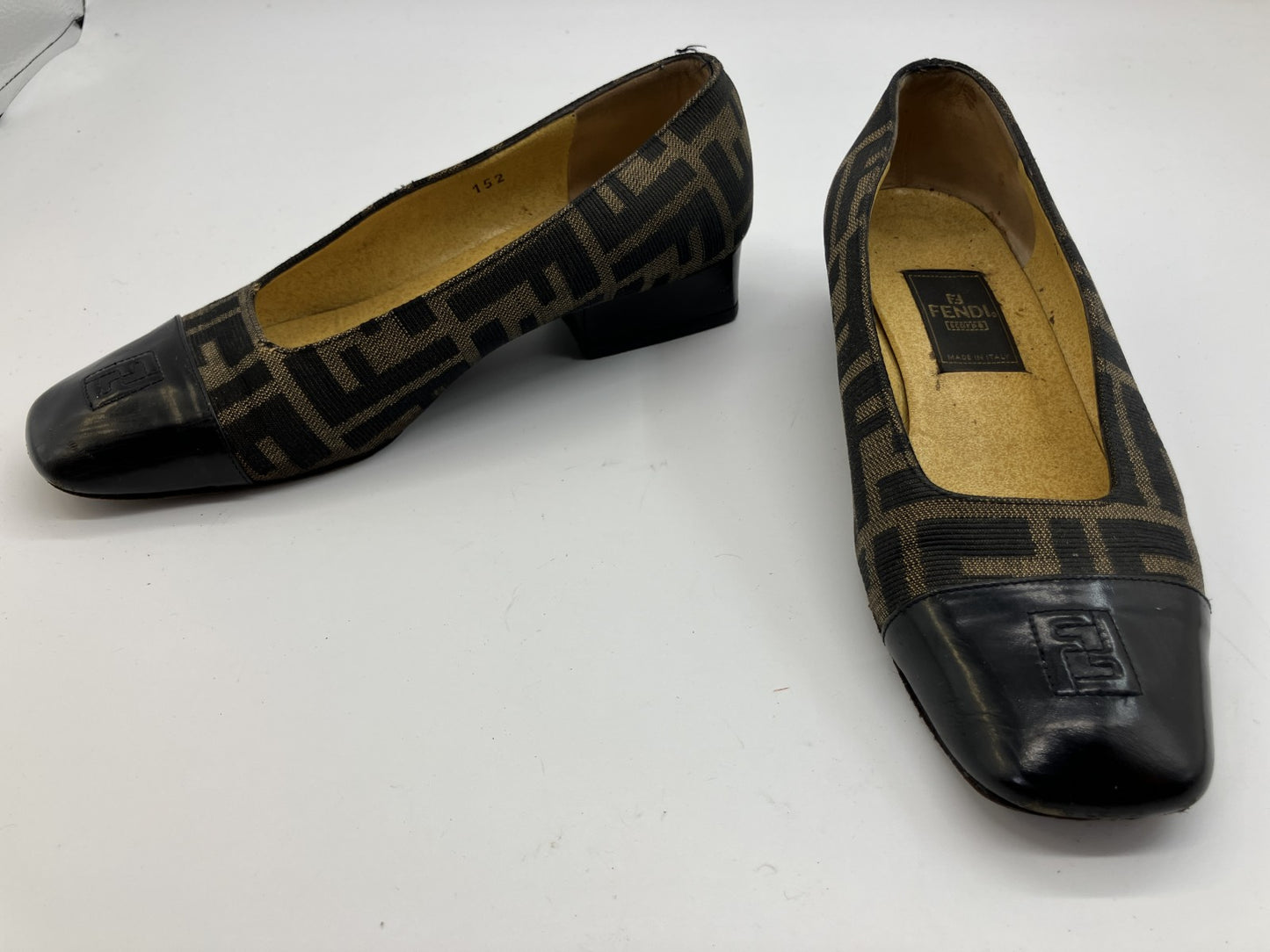FENDI Shoes Set Zucca Pumps EU34.5 & Slingback Heels EU35.5 Italy