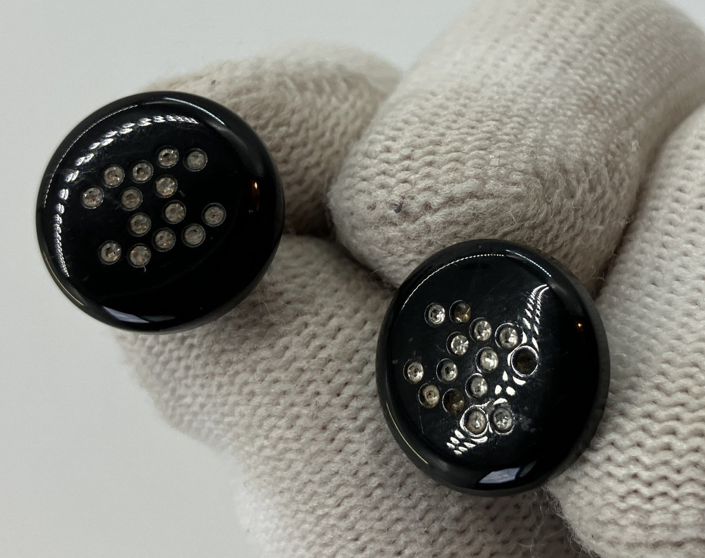 CHANEL 00A Black Crystal Stud Earrings Round Vintage Made in France