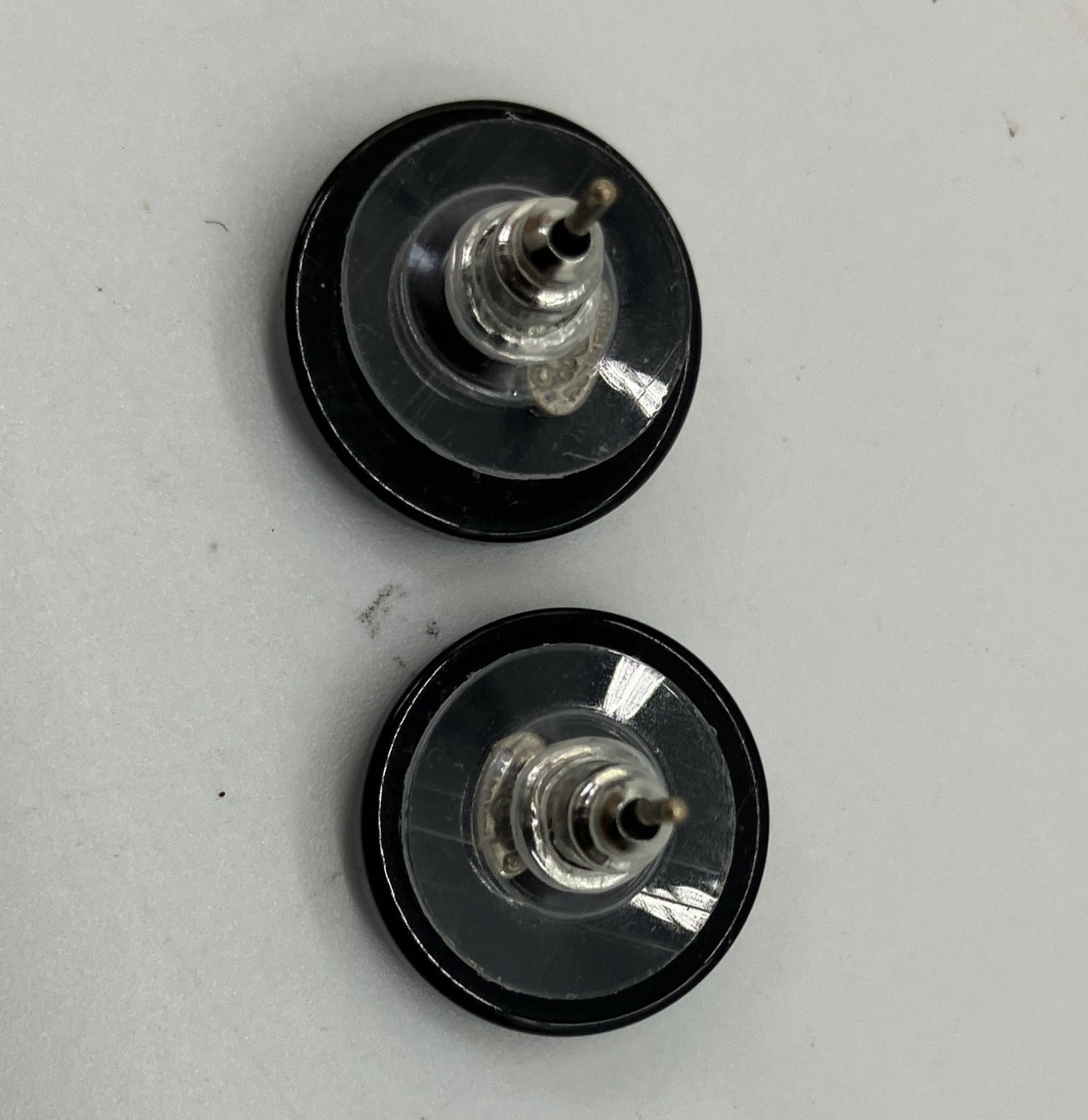 CHANEL 00A Black Crystal Stud Earrings Round Vintage Made in France