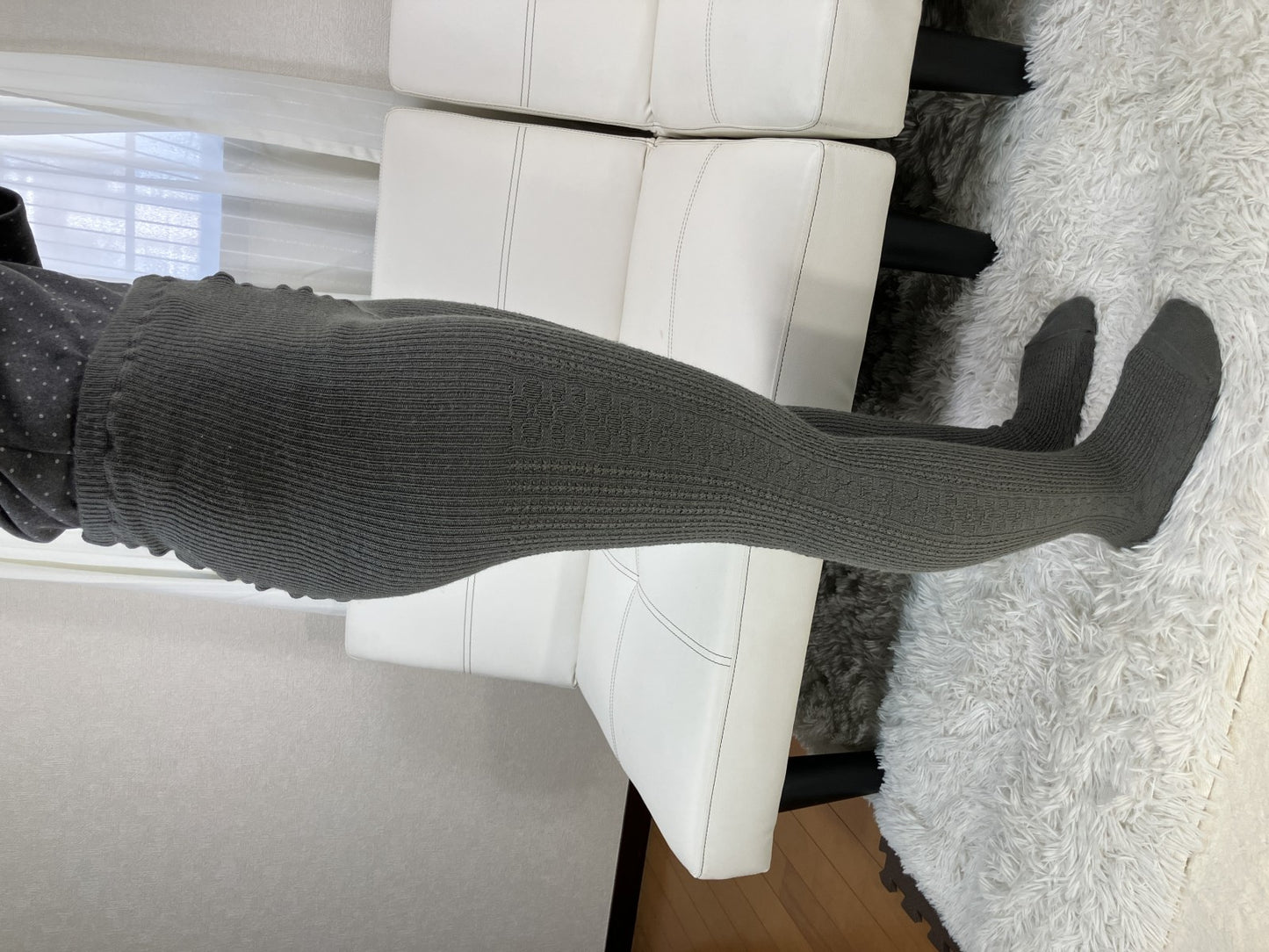 CELINE Knit Tights Leggings Gray M-L D-TK1200 Model Worn Japan Auction Authentic