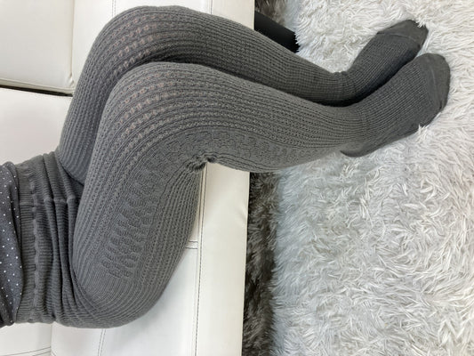 CELINE Knit Tights Leggings Gray M-L D-TK1200 Model Worn Japan Auction Authentic