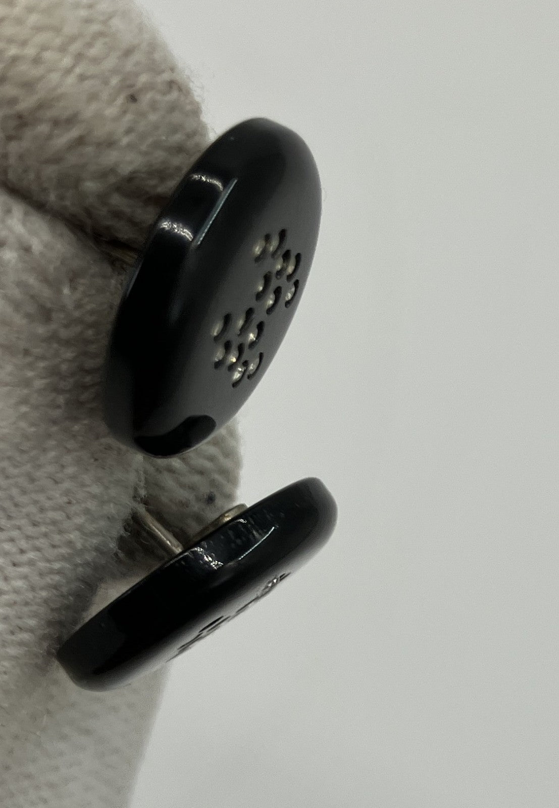CHANEL 00A Black Crystal Stud Earrings Round Vintage Made in France