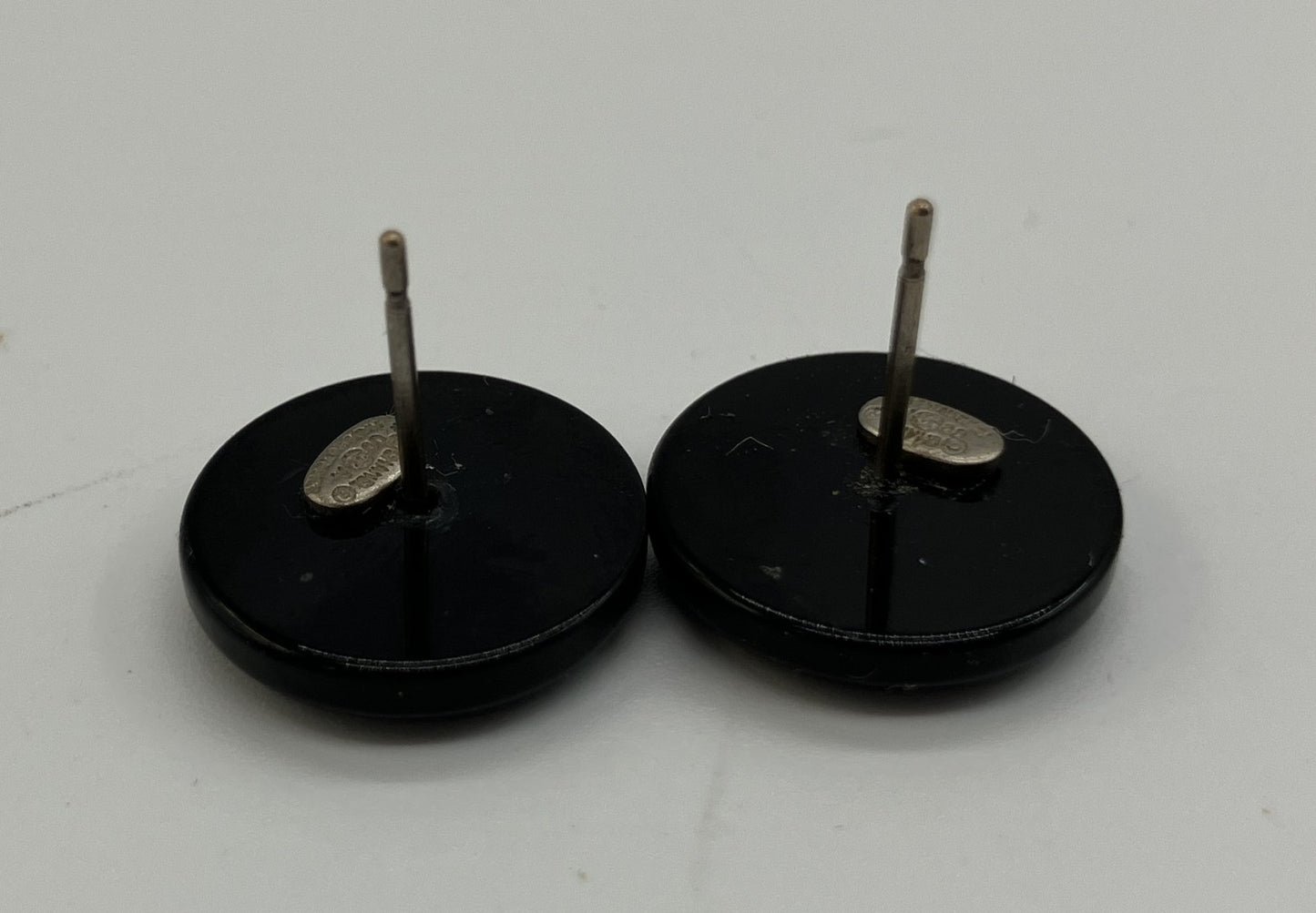 CHANEL 00A Black Crystal Stud Earrings Round Vintage Made in France