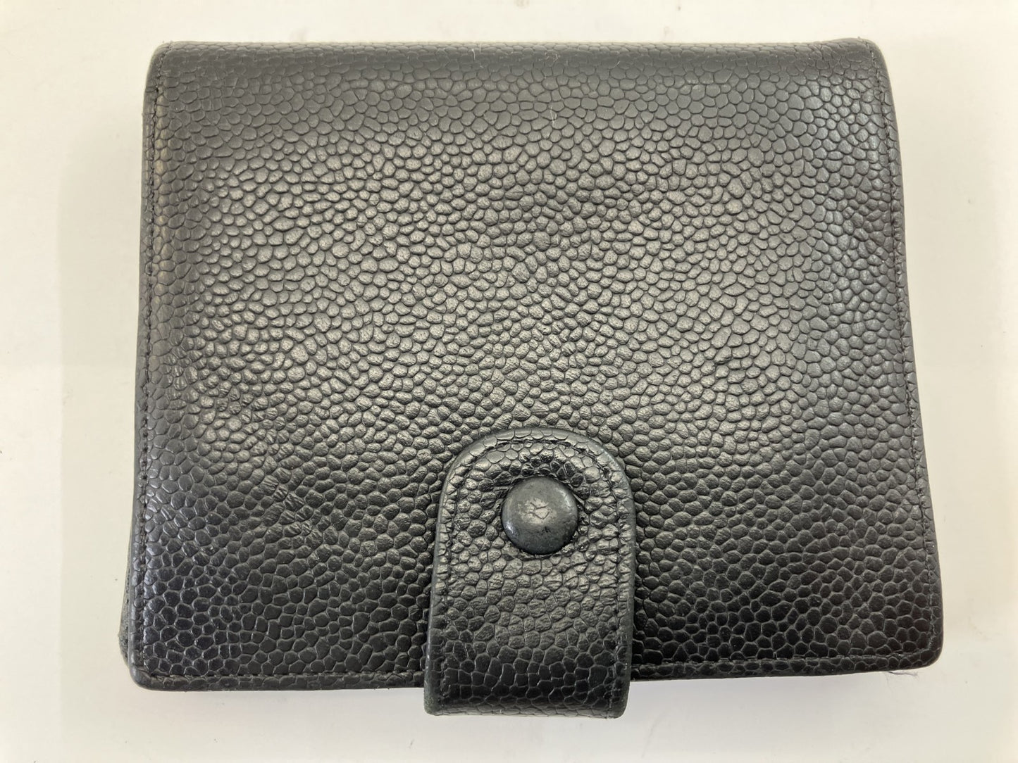 CHANEL Caviar Skin Wallet Compact Bifold Wallet Black No Seal