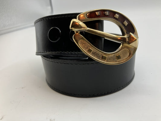 Gucci Vintage Belt Total Length 83cm (32.68 inch) Width 3.5cm (1.38 inch) Black &amp; Gold Free Shipping 