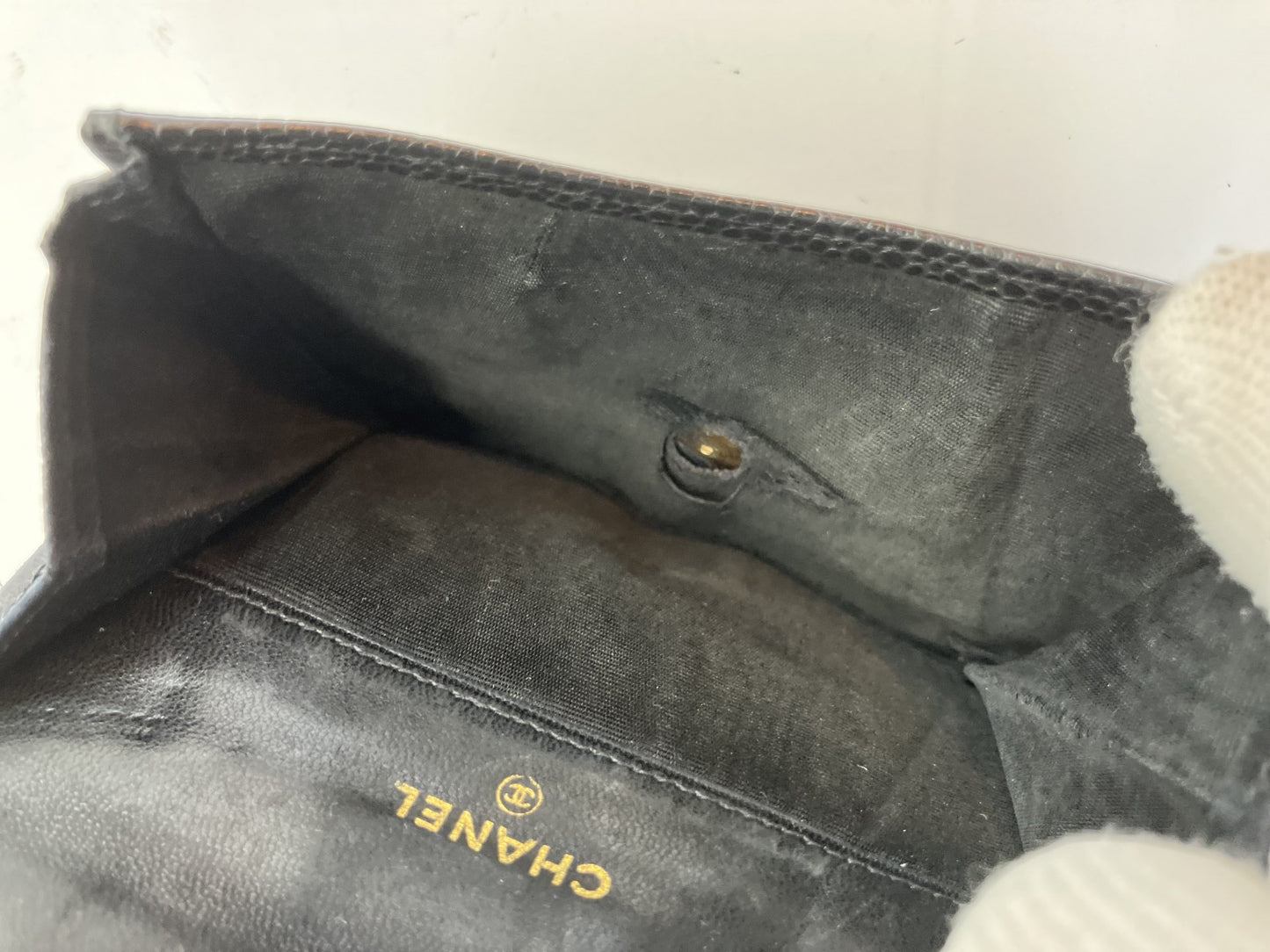 CHANEL Caviar Skin Wallet Compact Bifold Wallet Black No Seal