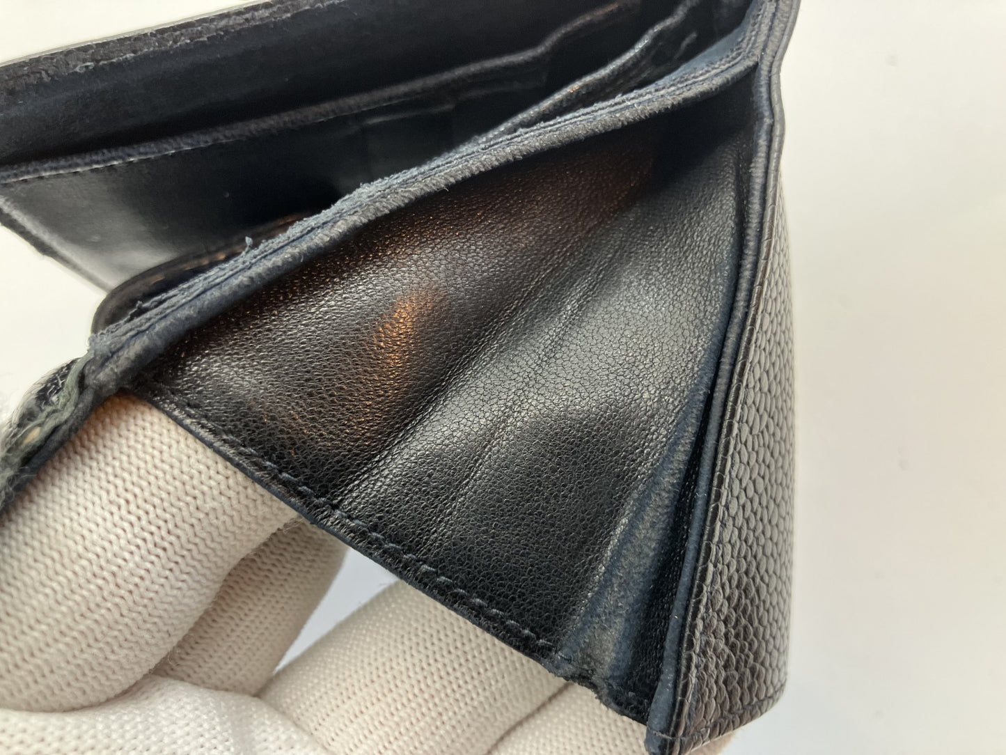 CHANEL Caviar Skin Wallet Compact Bifold Wallet Black No Seal