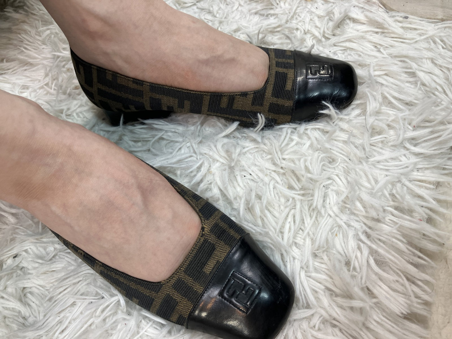 FENDI Shoes Set Zucca Pumps EU34.5 & Slingback Heels EU35.5 Italy