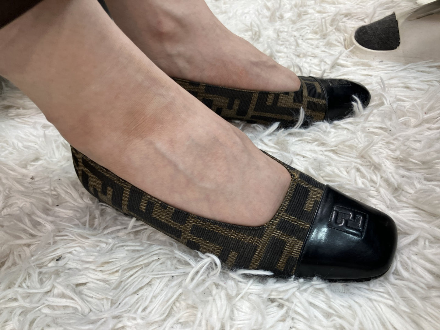 FENDI Shoes Set Zucca Pumps EU34.5 & Slingback Heels EU35.5 Italy