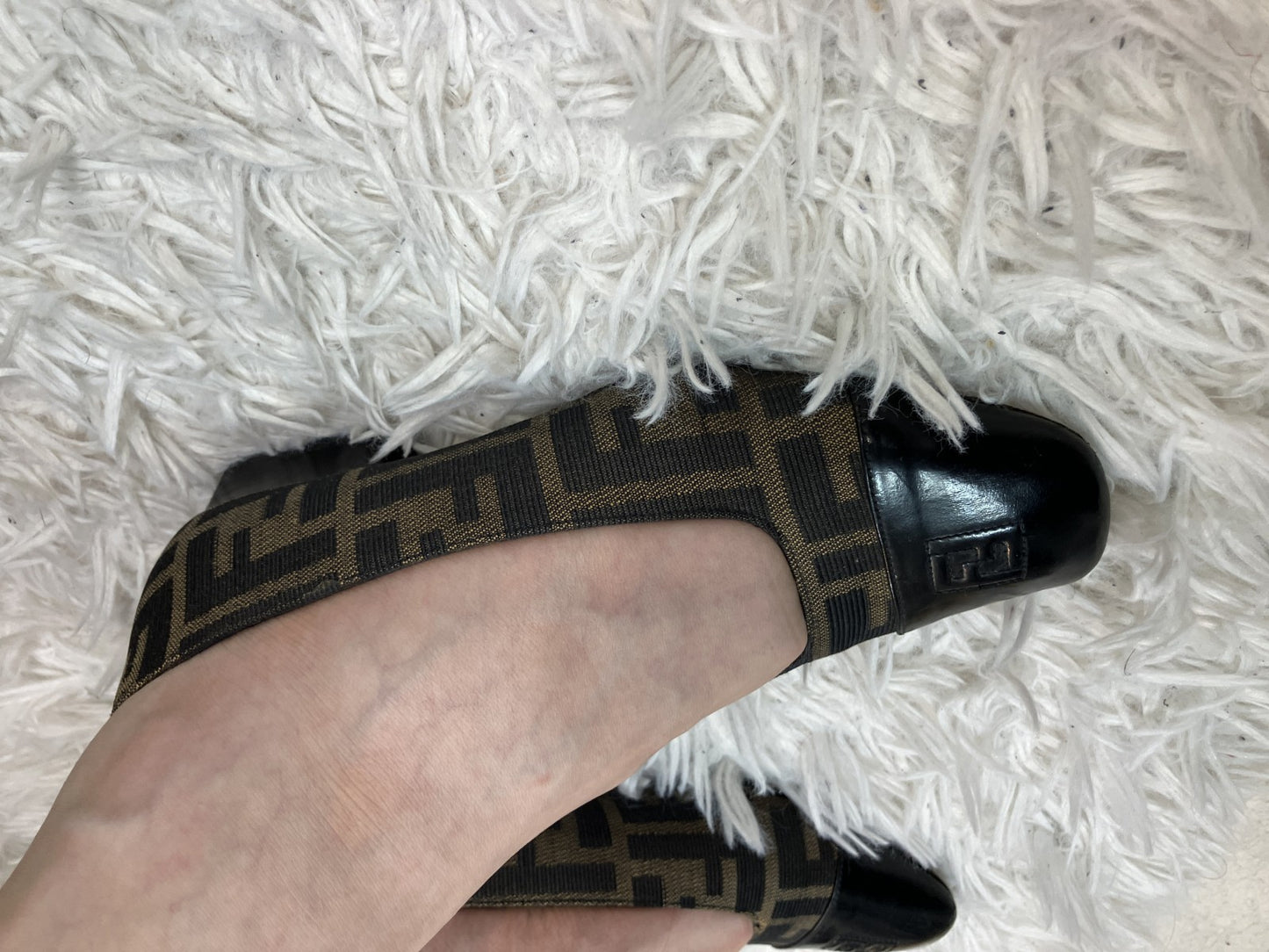 FENDI Shoes Set Zucca Pumps EU34.5 & Slingback Heels EU35.5 Italy