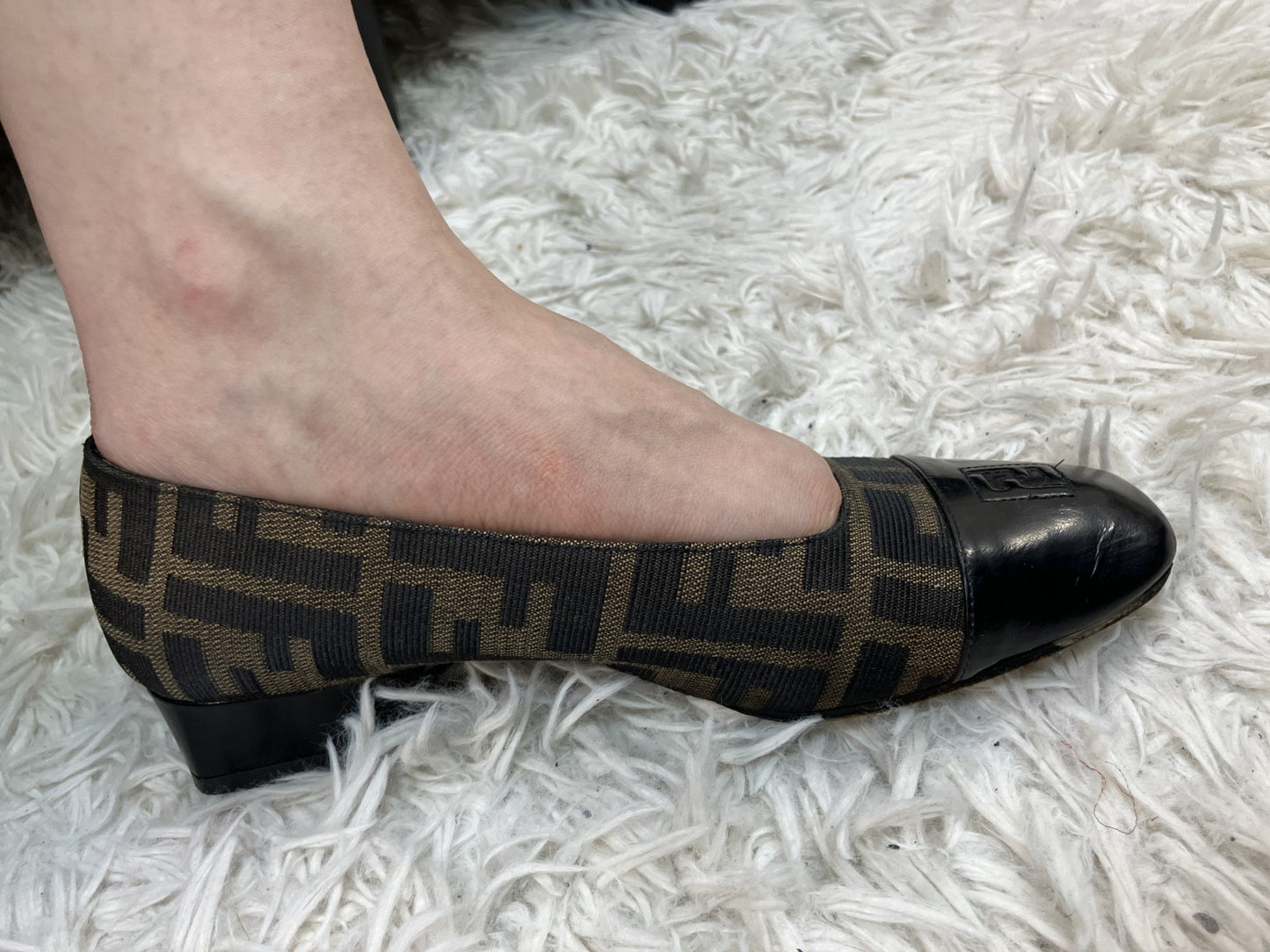 FENDI Shoes Set Zucca Pumps EU34.5 & Slingback Heels EU35.5 Italy