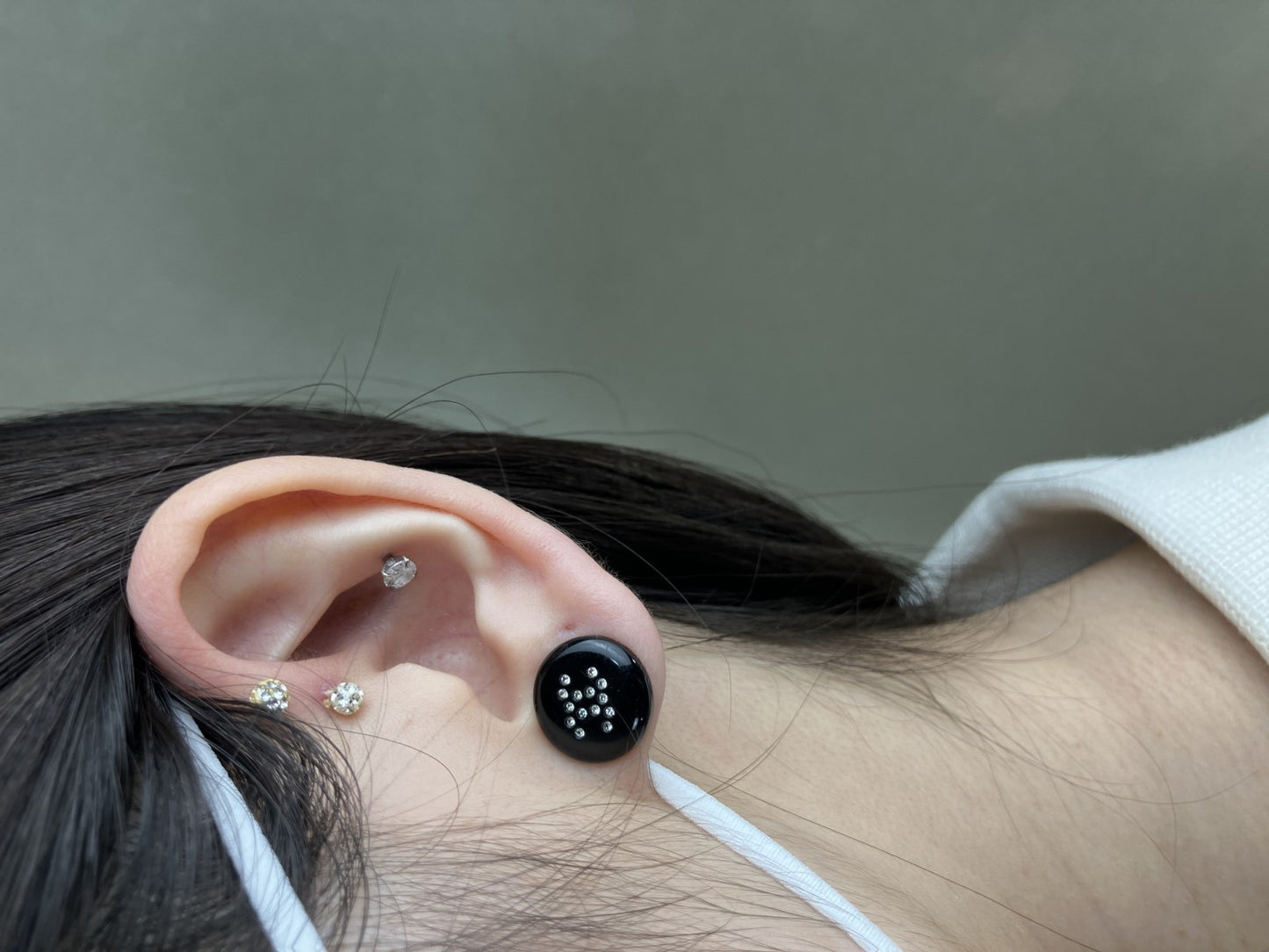 CHANEL 00A Black Crystal Stud Earrings Round Vintage Made in France