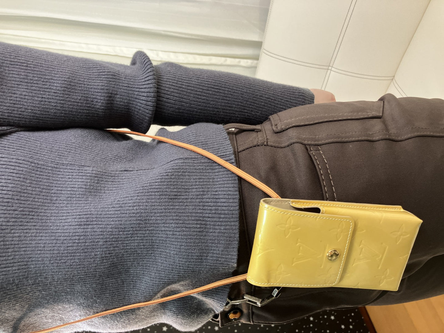 Louis Vuitton Vernis Walker Wallet Shoulder Bag Yellow Patent TH0012