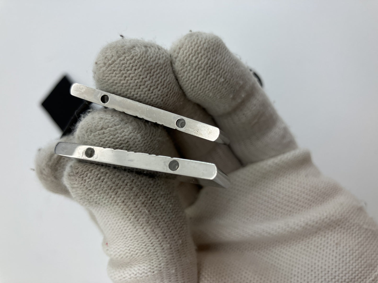 HERMES Symbol Pair Necklace 2000 Silver-Tone Metal Top 4×2cm Black Leather Cord with Box