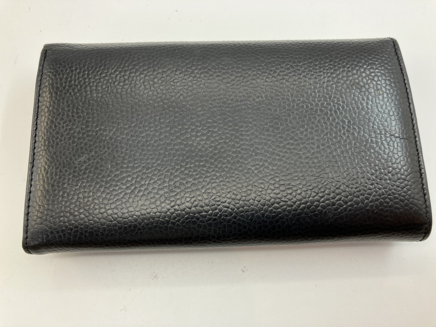 CHANEL Coco Mark Long Wallet Black Caviar Leather 18.5×10.5cm w/ Card – Snap Missing