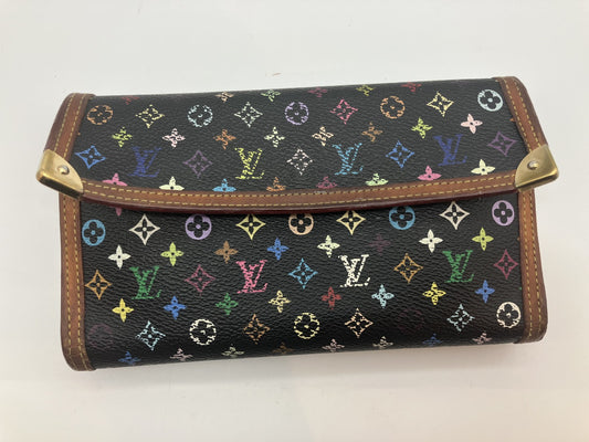 Louis Vuitton Multicolor Long Wallet Black M92658 Portefeuille Tresor International Noir