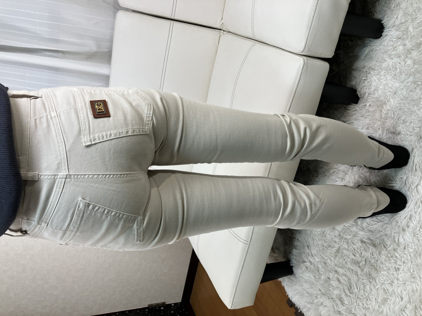 Dolce & Gabbana Beige  Denim Pants Size 36 Slim Fit Zip Hem Italy