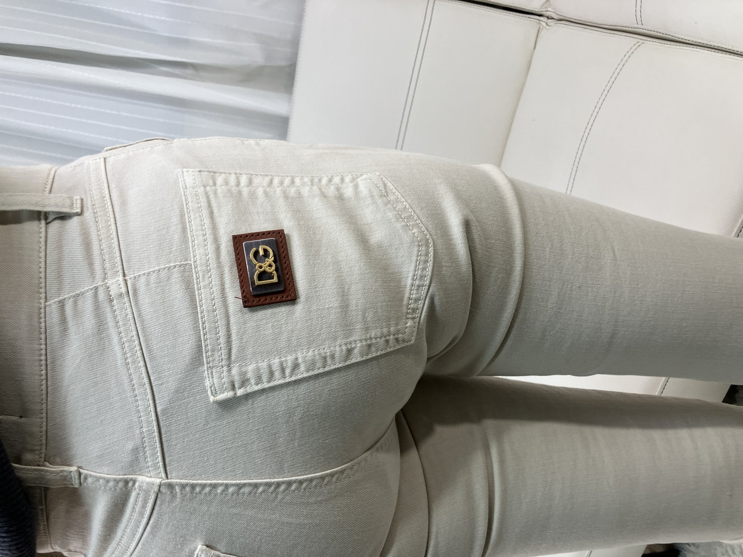 Dolce & Gabbana Beige  Denim Pants Size 36 Slim Fit Zip Hem Italy
