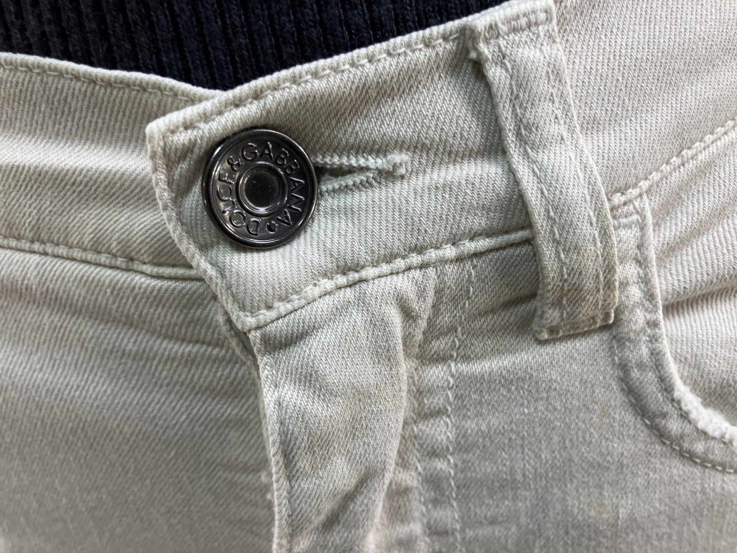 Dolce & Gabbana Beige  Denim Pants Size 36 Slim Fit Zip Hem Italy