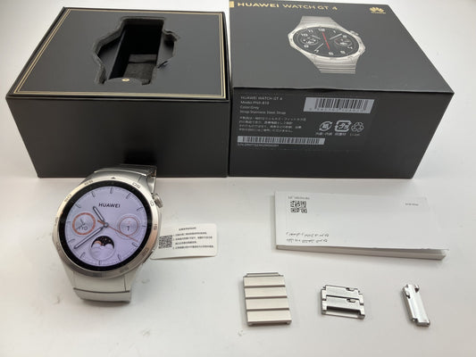 Good condition HUAWEI Smartwatch GT4, wrist size 15cm, Silver, box, 7 extra links, instruction manual included,