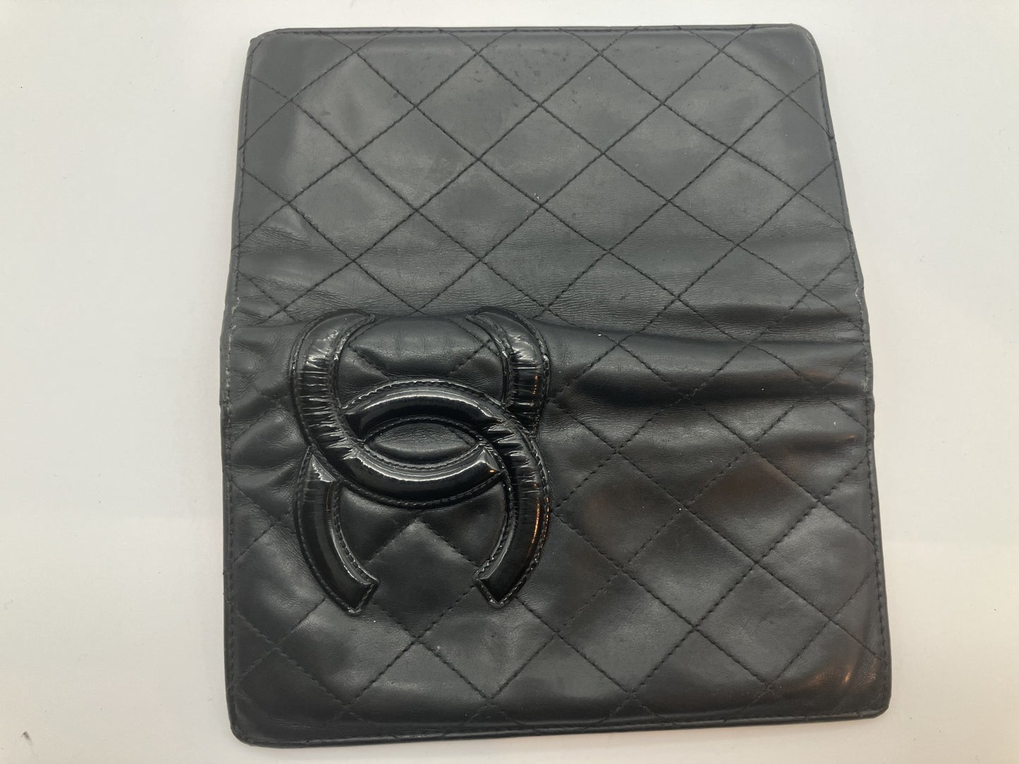 Chanel Cambon Line Leather Bifold Long Wallet Black Coco Mark with Hologram Sticker 12-Series