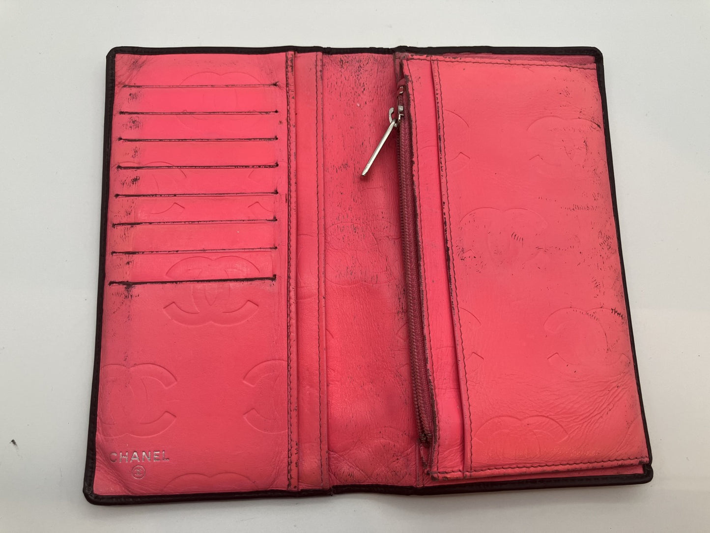 Chanel Cambon Line Leather Bifold Long Wallet Black Coco Mark with Hologram Sticker 12-Series