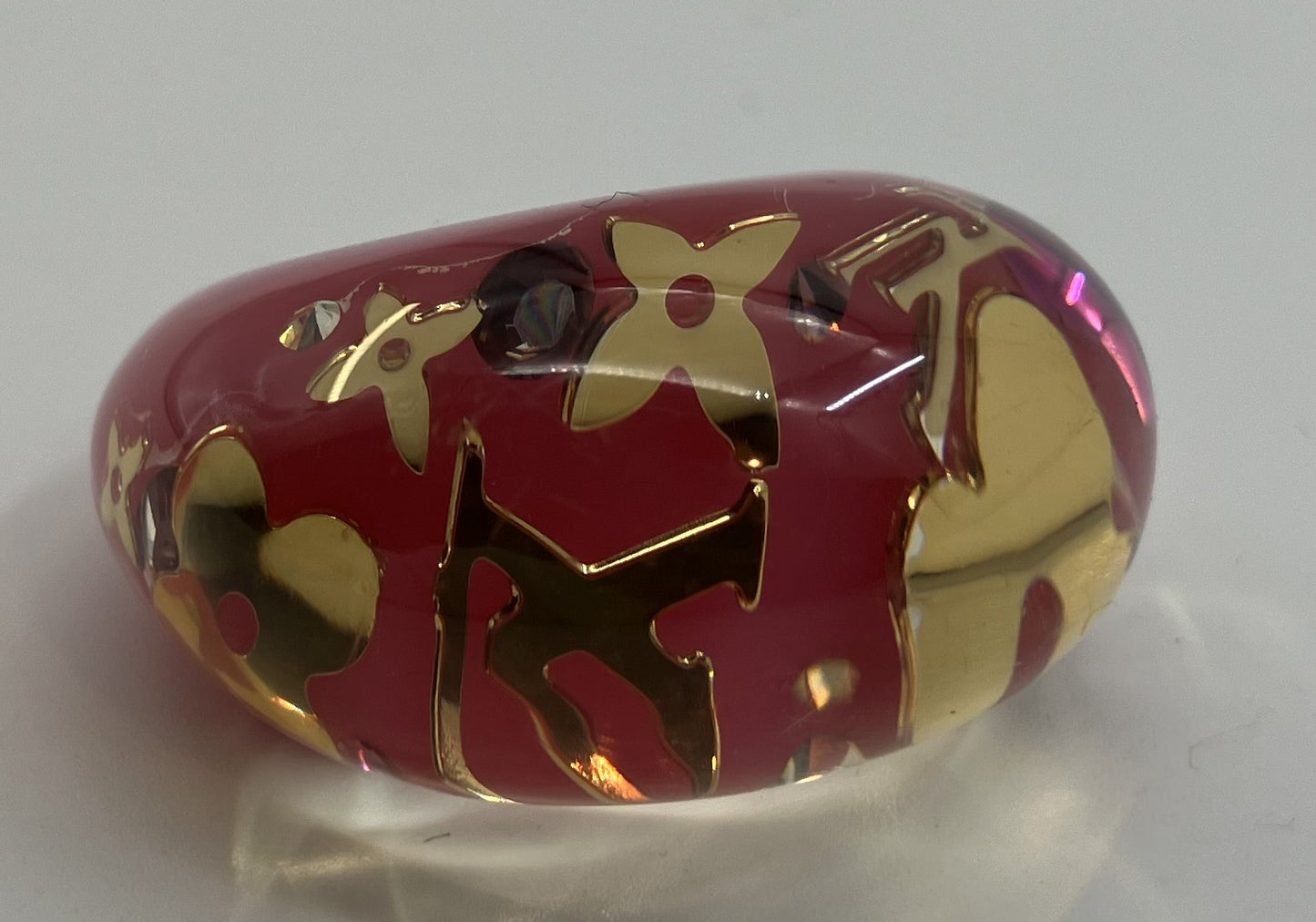 LOUIS VUITTON Acrylic Anclusion Ring Pink #10 (JP 10) (EU 50) (US 5.5) มีกล่องและถุงให้ จัดส่งฟรี 