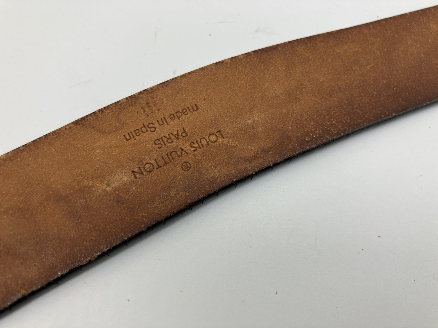 LOUIS VUITTON LV Logo Belt 90/36 Black Leather Gold Buckle 109cm