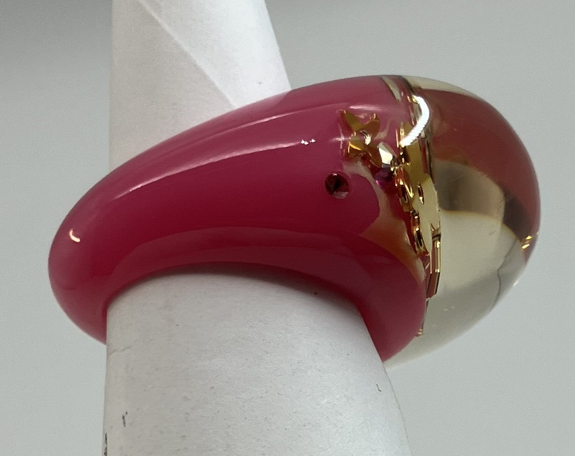 LOUIS VUITTON Acrylic Anclusion Ring Pink #10 (JP 10) (EU 50) (US 5.5) มีกล่องและถุงให้ จัดส่งฟรี 