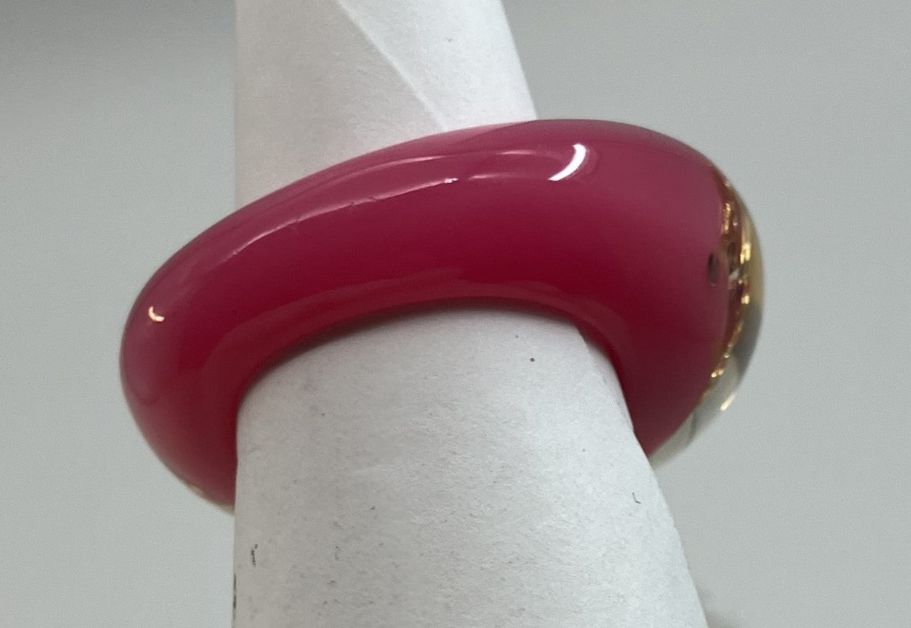 LOUIS VUITTON Acrylic Anclusion Ring Pink #10 (JP 10) (EU 50) (US 5.5) มีกล่องและถุงให้ จัดส่งฟรี 